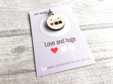 Load image into Gallery viewer, Little love and hugs keyring, cute mini tag, wooden care key chain, eco friendly charm