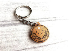 Load image into Gallery viewer, Lucky penny glittery acrylic keyring. Good luck charm, cute little key fob