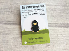Load image into Gallery viewer, Motivational mole enamel pin, positive gift, you matter pin, small cute mole