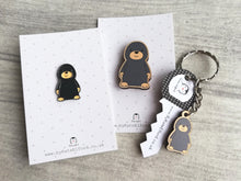 Load image into Gallery viewer, Little mole enamel pin, mini cute dark grey mole badge