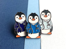 Load image into Gallery viewer, Penguin nurse enamel pin, medical penguin brooch. Boo the penguin care giver, nursing, carer