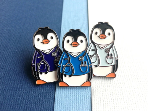 Penguin nurse enamel pin, medical penguin brooch. Boo the penguin care giver, nursing, carer