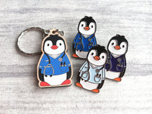 Load image into Gallery viewer, Nurse penguin keyring, nursing wooden key fob, eco friendly wood, Boo the penguin key chain, bag charm
