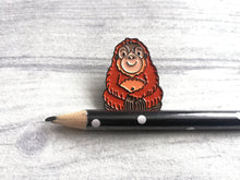 Load image into Gallery viewer, Orangutan enamel pin, mini cute ape badge