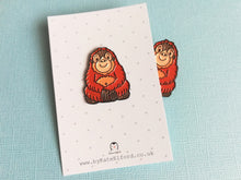 Load image into Gallery viewer, Orangutan enamel pin, mini cute ape badge