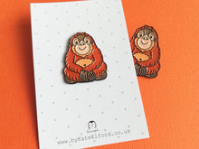 Load image into Gallery viewer, Orangutan enamel pin, mini cute ape badge