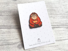 Load image into Gallery viewer, Orangutan enamel pin, mini cute ape badge