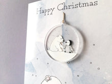 Load image into Gallery viewer, Cute penguin and polar bear Christmas card and recycled acrylic decoration