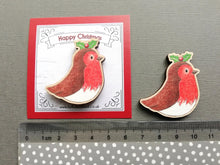 Load image into Gallery viewer, Robin magnet, little Christmas wooden fridge magnet. Made from ethically sourced wood