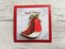 Load image into Gallery viewer, Robin magnet, little Christmas wooden fridge magnet. Made from ethically sourced wood