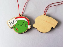 Load image into Gallery viewer, Ha pea Christmas decoration. Little wooden Christmas ornament. Pea of positivity
