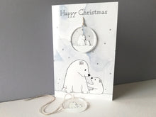 Load image into Gallery viewer, Cute polar bear Christmas card and recycled acrylic decoration
