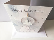Load image into Gallery viewer, Cute polar bear Christmas card and recycled acrylic decoration
