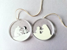 Load image into Gallery viewer, Cute penguin and polar bear Christmas card and recycled acrylic decoration