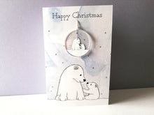 Load image into Gallery viewer, Cute polar bear Christmas card and recycled acrylic decoration