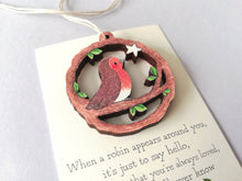 Load image into Gallery viewer, Small robin and star decoration