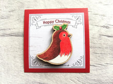 Load image into Gallery viewer, Robin magnet, little Christmas wooden fridge magnet. Made from ethically sourced wood