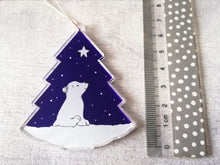 Load image into Gallery viewer, Polar bear and star recycled acrylic Christmas decoration