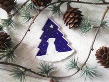 Load image into Gallery viewer, Polar bear and star recycled acrylic Christmas decoration