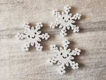Load image into Gallery viewer, Little sparkly snowflake magnet, hand painted mini wooden magnet