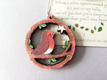 Load image into Gallery viewer, Small robin and star decoration