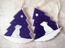 Load image into Gallery viewer, Polar bear and star recycled acrylic Christmas decoration