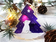 Load image into Gallery viewer, Polar bear and star recycled acrylic Christmas decoration