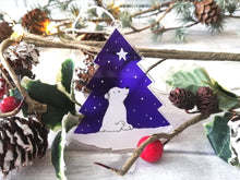 Load image into Gallery viewer, Polar bear and star recycled acrylic Christmas decoration