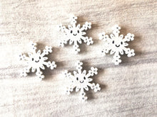 Load image into Gallery viewer, Little sparkly snowflake magnet, hand painted mini wooden magnet
