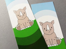Load image into Gallery viewer, Rhino bookmark, rhinoceros page marker, bookmark gift, book lover