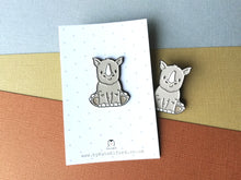 Load image into Gallery viewer, Rhino enamel pin, cute rhinoceros badge