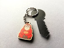 Load image into Gallery viewer, Mini optimistic orangutan keyring, tiny wooden key fob, eco friendly wood, bag charm