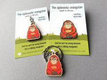 Load image into Gallery viewer, Mini optimistic orangutan keyring, tiny wooden key fob, eco friendly wood, bag charm