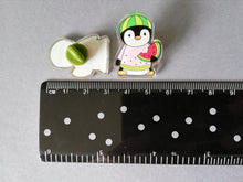Load image into Gallery viewer, Watermelon penguin recycled acrylic pin. You are one in a melon. Positive, cheer up gift