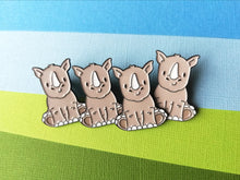 Load image into Gallery viewer, Resilient rhino enamel pin, positive gift, you are stronger than you know, positive pin