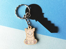 Load image into Gallery viewer, Tiny rhino keyring, mini rhinoceros wooden key fob, eco friendly wood
