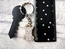 Load image into Gallery viewer, Tiny rhino keyring, mini rhinoceros wooden key fob, eco friendly wood