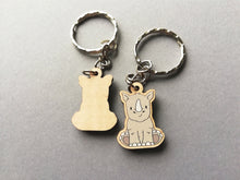 Load image into Gallery viewer, Tiny rhino keyring, mini rhinoceros wooden key fob, eco friendly wood