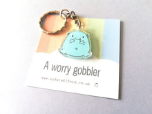 Load image into Gallery viewer, A worry gobbler keyring, cute positive mini key fob, friendship, hug, supportive, anti anxiety recycled acrylic
