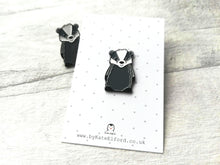 Load image into Gallery viewer, Two badger enamel pins by Kate Elford
