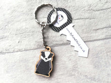 Load image into Gallery viewer, Miniature wooden badger keyring
