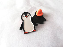 Load image into Gallery viewer, Cartoon black and white penguin enamel pin
