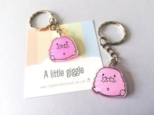 Load image into Gallery viewer, A little giggle keyring, cute happy, friend, positive key fob, funny, friendship, support, care, recycled acrylic
