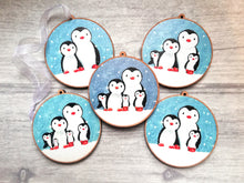 Load image into Gallery viewer, Penguin family Christmas decoration
