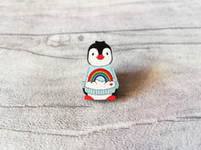 Load image into Gallery viewer, Rainbow Boo the penguin pin
