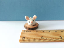 Load image into Gallery viewer, Mini pottery bunny on wood base
