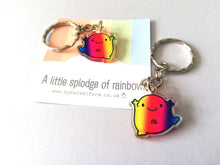 Load image into Gallery viewer, A little splodge of rainbow keyring, recycled acrylic
