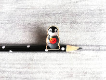 Load image into Gallery viewer, Penguin and pumpkin wooden pin
