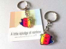 Load image into Gallery viewer, A little splodge of rainbow keyring, recycled acrylic
