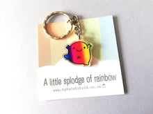 Load image into Gallery viewer, A little splodge of rainbow keyring, recycled acrylic
